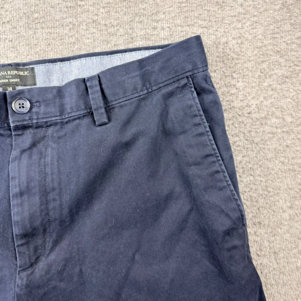 Banana Republic Aiden Short Mens 34 Navy Blue Chino Cotton Stretch Casual Summer